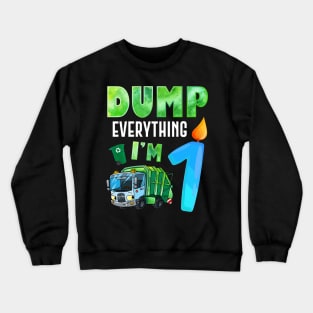 Recycling Trash 1 Year Old Garbage Truck 1st Birthday Kids Crewneck Sweatshirt